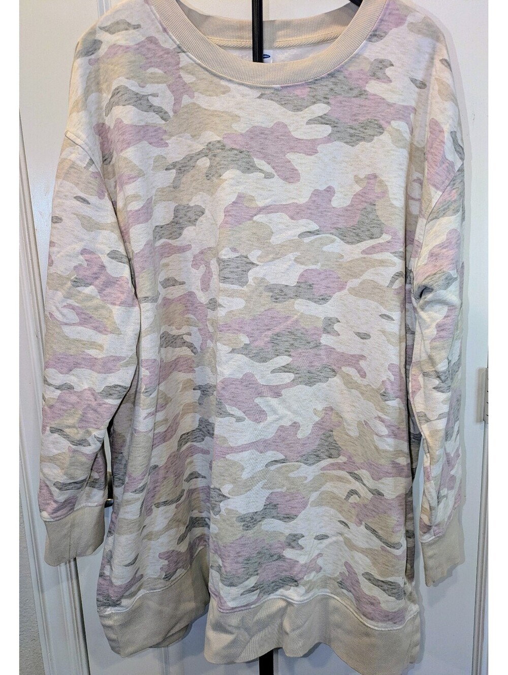 Old Navy 3X Plus Camo Oversized Sweatshirt Tunic Pink Beige Gray